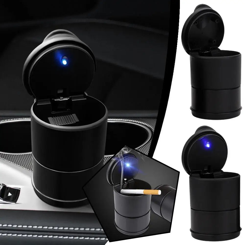Car Ashtray With LED Light Portable Auto Ashtray Cigarette Ash Holders Flame Decor Smoke Accessories Retardant Car Cup Inte O3Z3