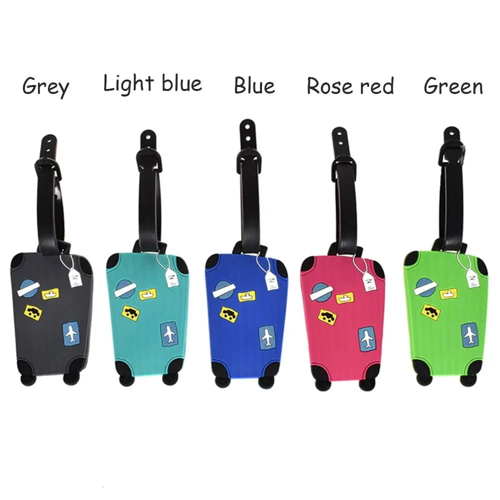 Business Trip Kawaii Identifiers Tag Label Backpack Handbag Silicone Luggage Tag Baggage Suitcase Name ID Tags with Strap
