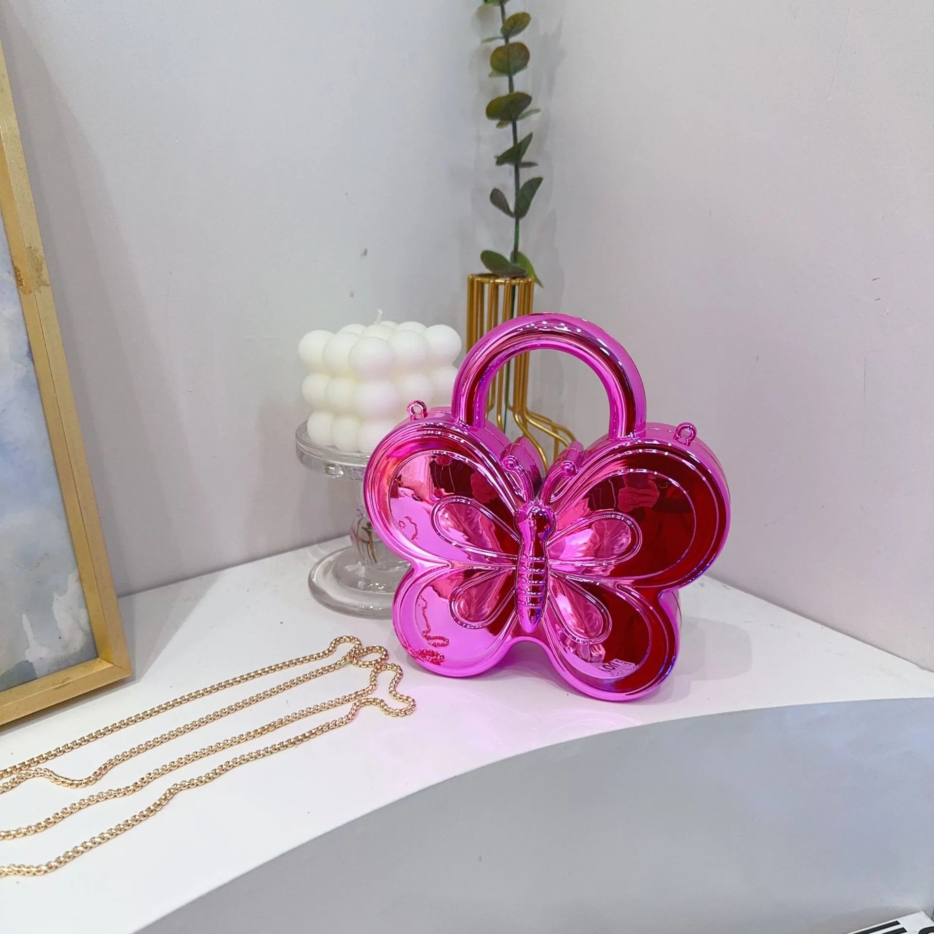 Golden Evening Bag Purses and Handbags Luxury Designer Shoulder Bags Funny Shape Party Wedding Round Acrylic Shiny Clutch Purse