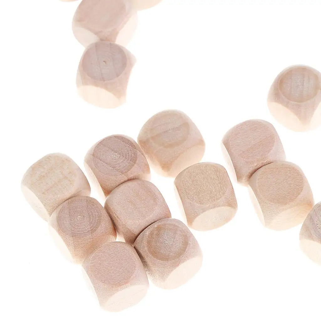 MagiDeal 50Pcs/Lot Wood Blank Dice 16mm Game Dice for DIY Decor Craft Projects Table Card Role Playing Games D&D DND MTG Toys