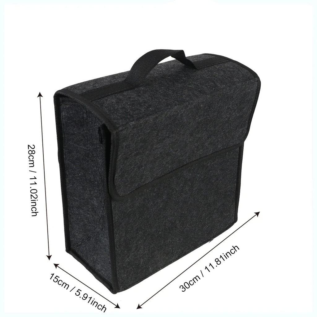 KKJOY Felt Car Trunk Organizer Folding Storage Bag for Auto Rear Seat Back Off-Road 4x4 Mounting Pouch Durable Accessories