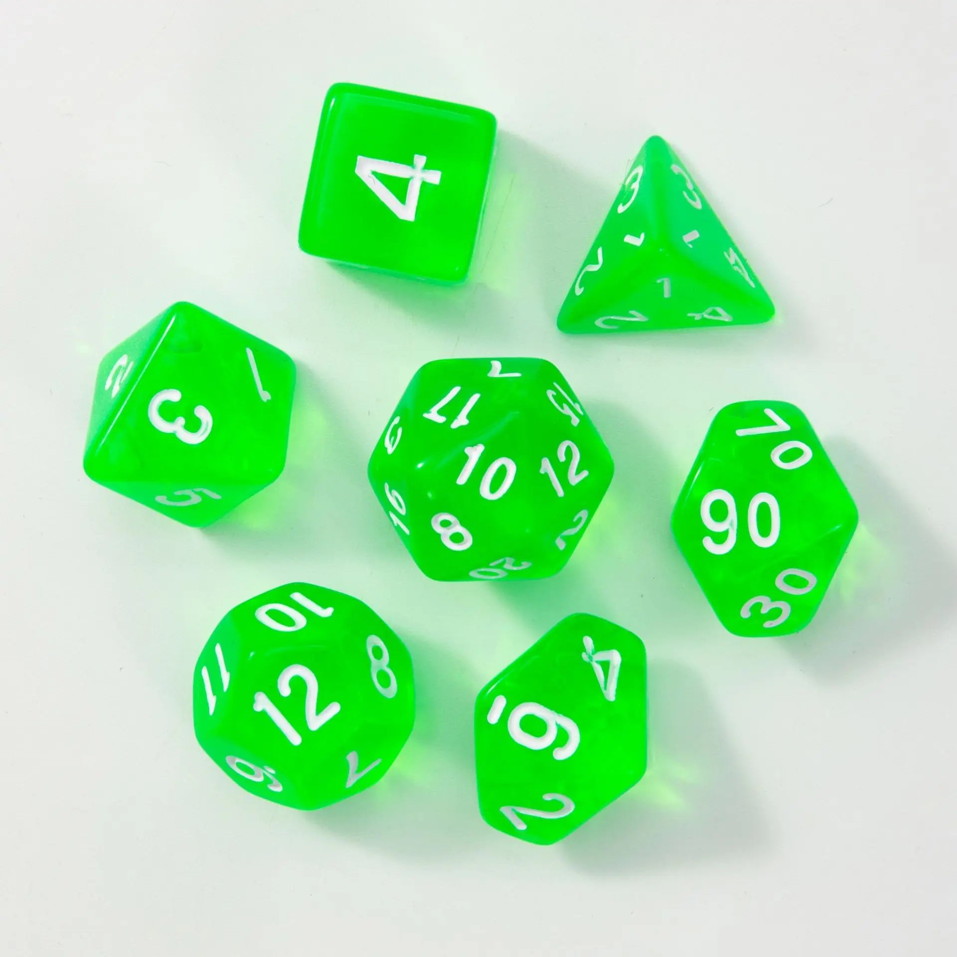 7Pcs/set Transparent Dice Polyhedral Dice Set for Dnd Tpg Trpg Cthulhu D20 D12 D10 D8 D6 D4 Table Board Games Number Dice Kit