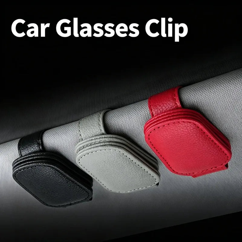 Sunglasses Holder Is Suitable for Car Sun shades Magnetic Leather Sunglasses Clip and Ticket Clip Car Sunshade Accessories