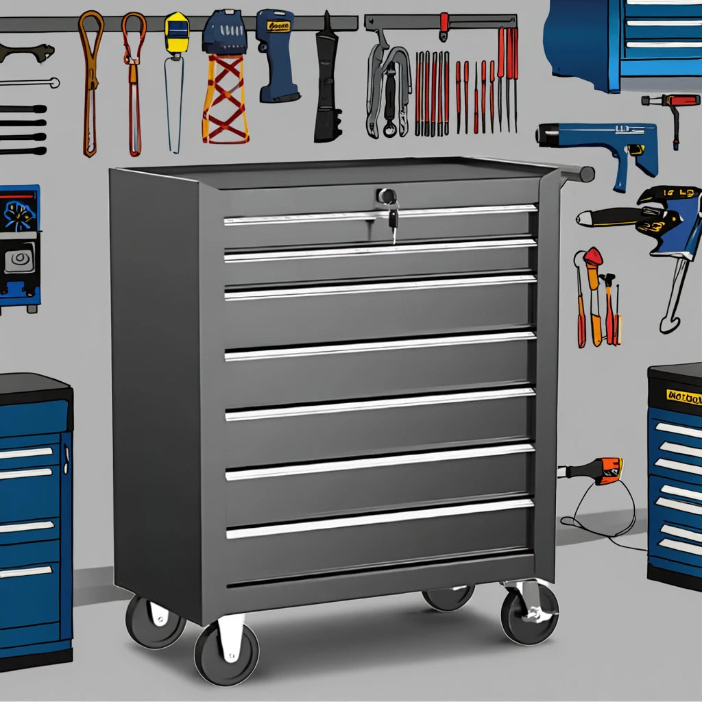 OEM ODM Acceptable Rolling Iron Sheet Tool Cabinet Trolley 7 Drawer Big Capacity Workshop Storage Key Lock 300kg Load Capacity