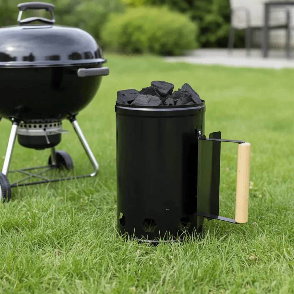 With Handle BBQ Carbon Barrel Stainless Steel Heat-resistant Camping BBQ Coal Lighter Can with Thickened Insulation Panels