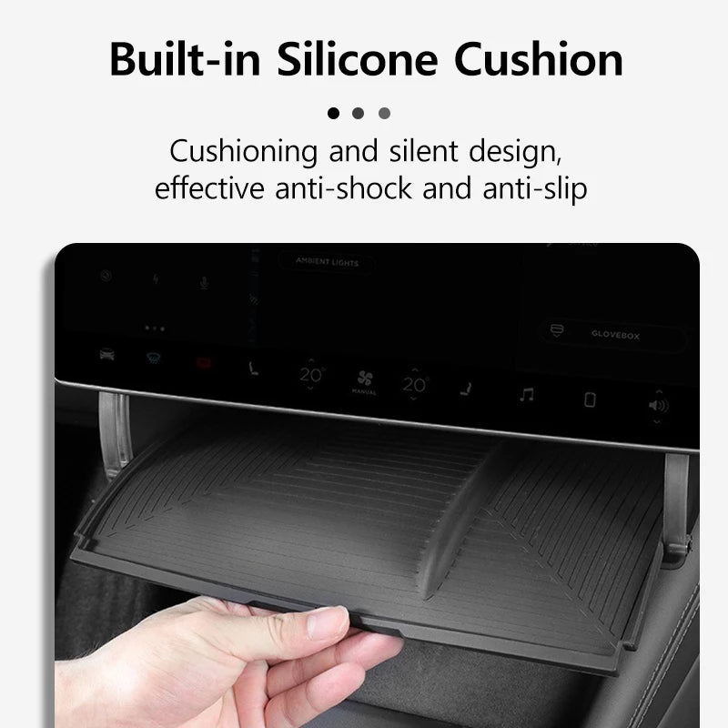 Under-Screen Storage Box For Tesla Model 3 Highland Hidden Fold Able Storage Box Car Storage Modification Parts Interior Design
