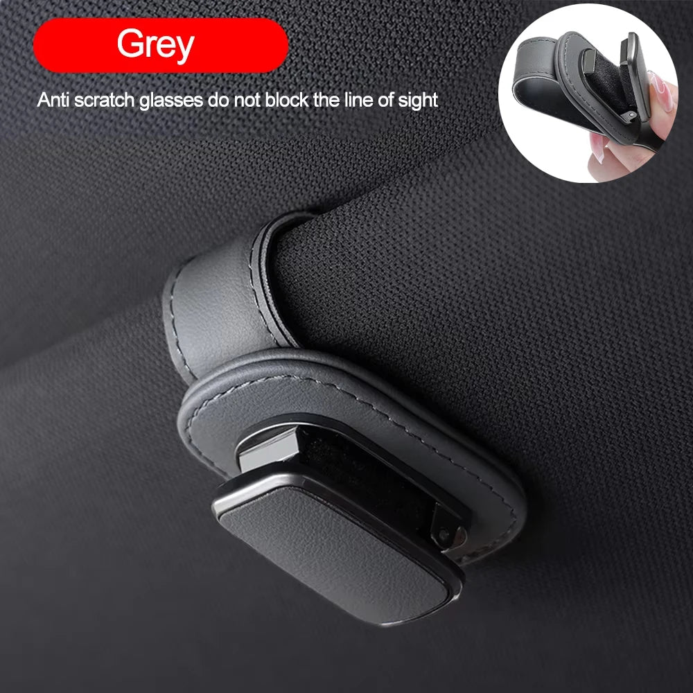 Glasses Frame Car Interior Car Sunglasses Clip Card Ticket Holder Stand Fastener Eyeglasses Sun Visor Leather Glasses Clip