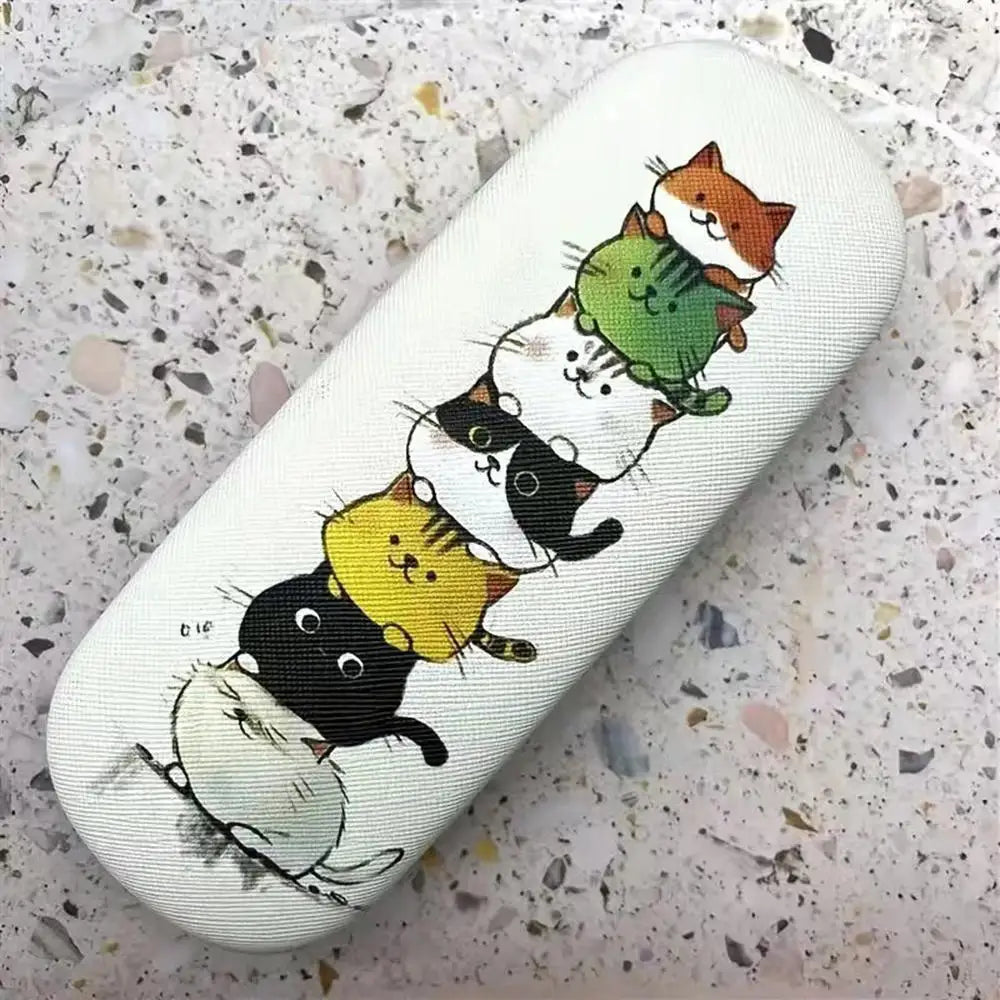 Unisex Hard Glasses Box for Men Women Reading Myopia Glasses Protector Case PU Leather Solid Color Fashion Eyewear Accessories
