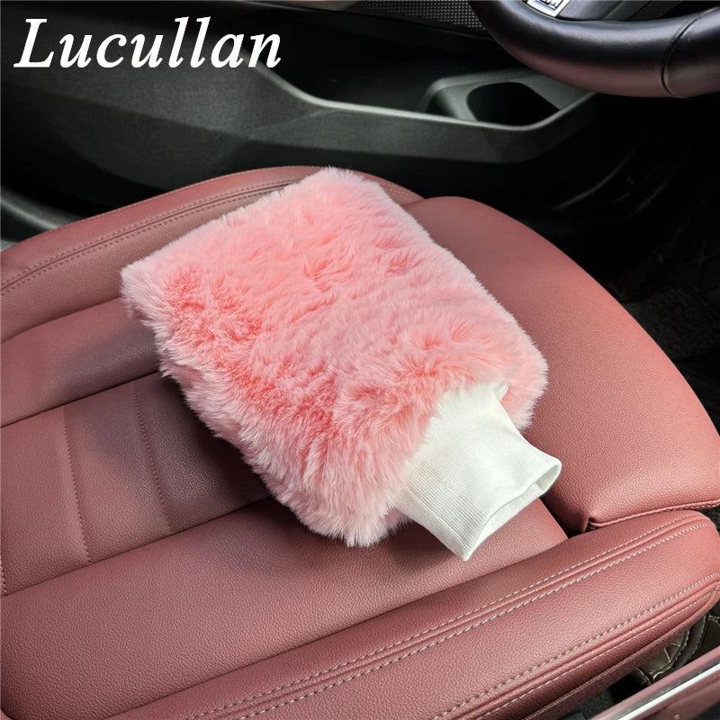 Lucullan Pink Synthetic Wool Wash Mitt Soft and Scratch-Free For Washing and Polishing