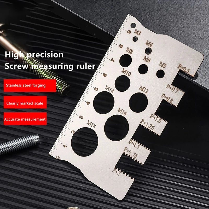 5.7*10cm Screw Measurement Ruler Stainless Steel Caliper Metric Gauge For Measuring Screw Pitch Bit Bolt Nut Screw