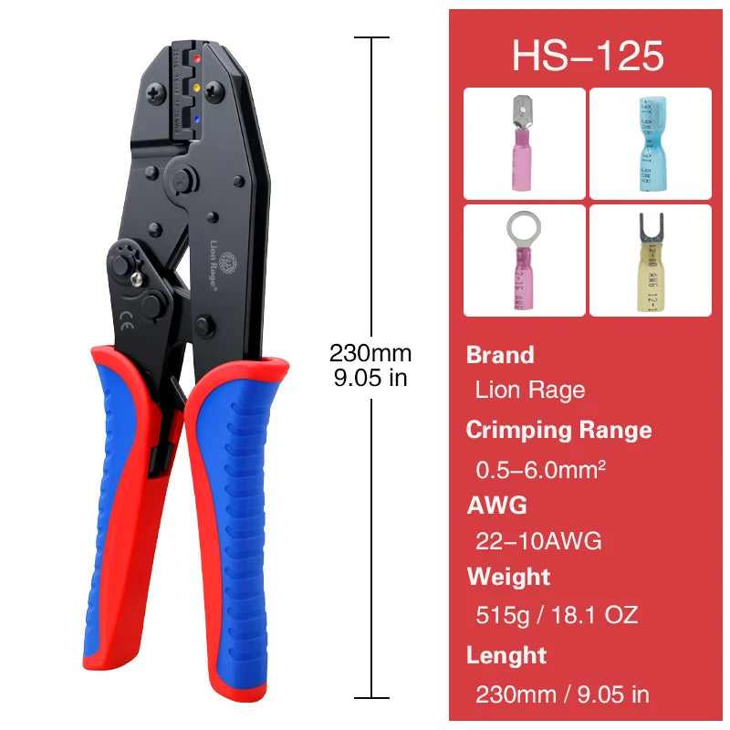 HS-125 BHT Series Electrical Wiring Crimping Pliers - Home Improvement Terminal Crimp Tools Hand Tools for Wire Crimping