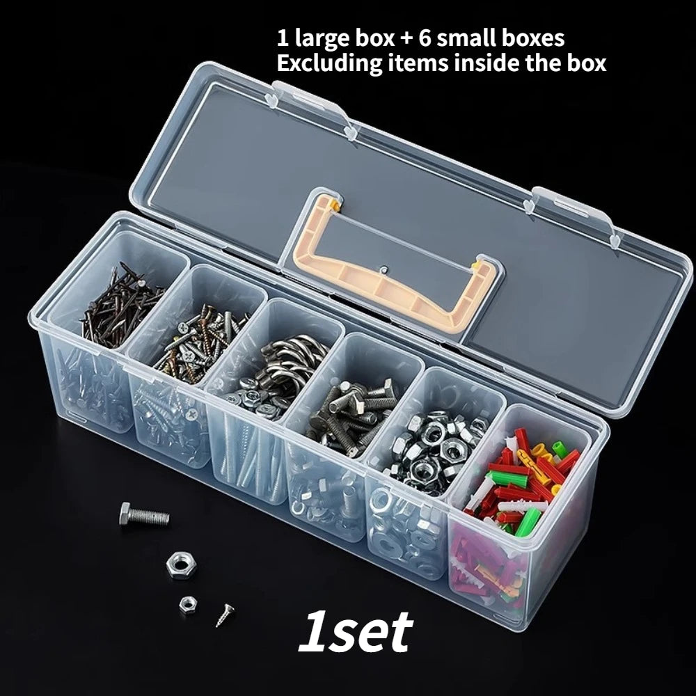 Portable Hardware Organizer Cases Lightweight Multi Grid Design Practical Storage Boxes for Screws Wrenches Home Arrangement