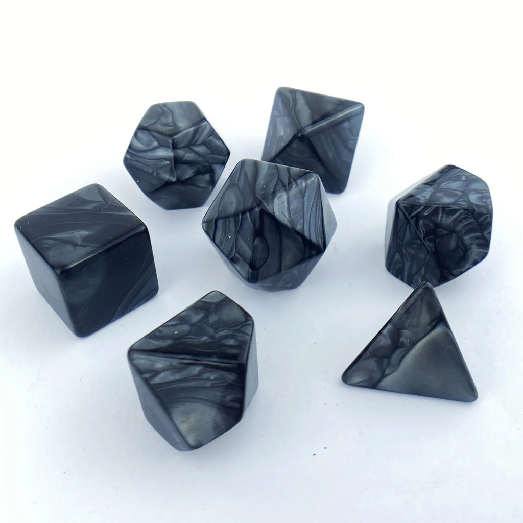 7 Pcs Set of Black White Blank D20 D12 D10 D8 D6 D4 Polyhedral Dice Kit for Kids DIY Engrave Print for Party Board Game DND TRPG