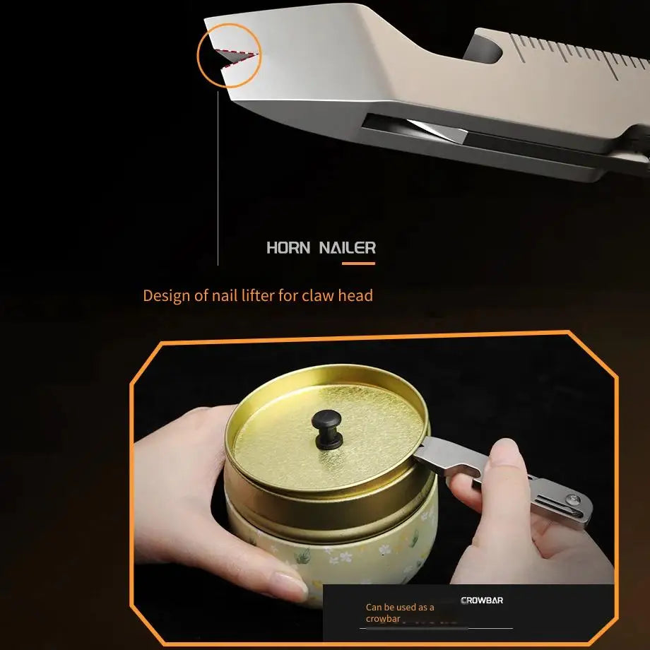 Multifunctional titanium alloy gadget: keychain folding knife, mini bottle opener, small crowbar, outdoor EDC tool