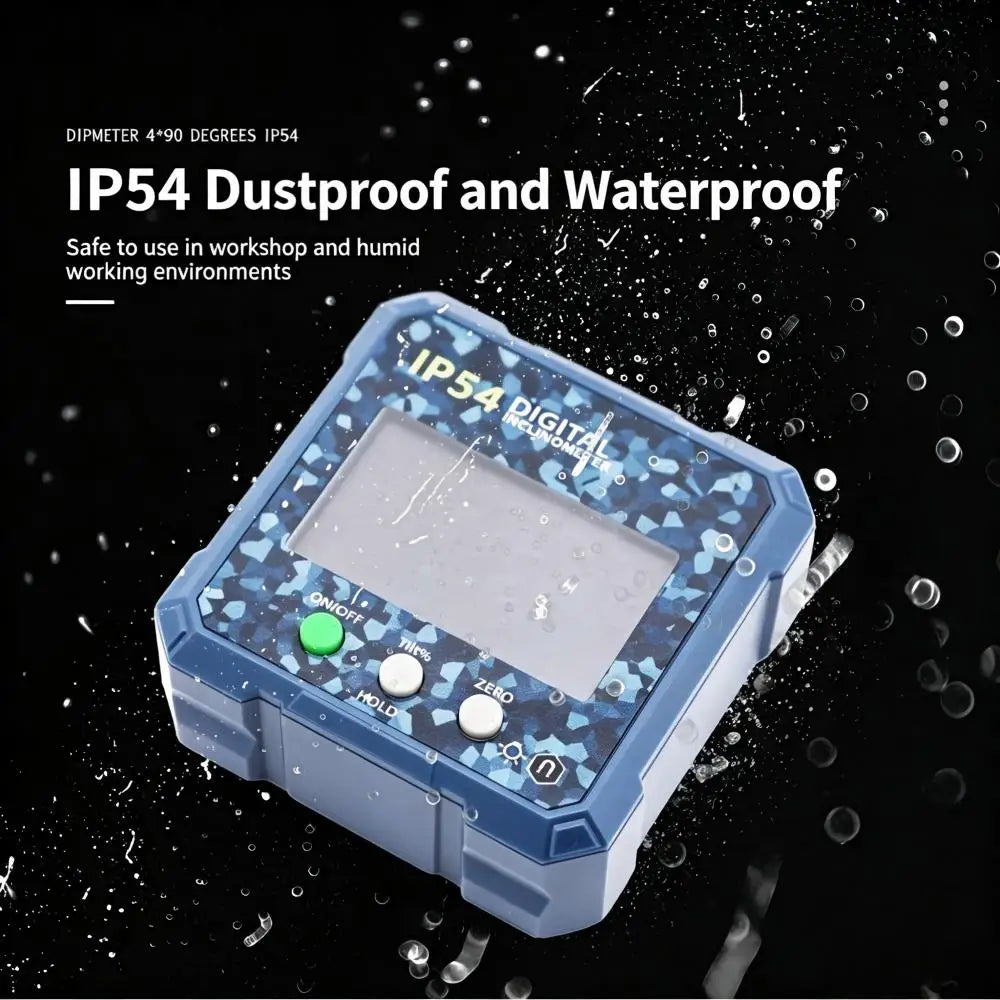 4×90° Magnetic Digital Inclinometer, IP54 Waterproof LCD Electronic Angle Finder, Precision Slope Measuring Tool for Woodworking