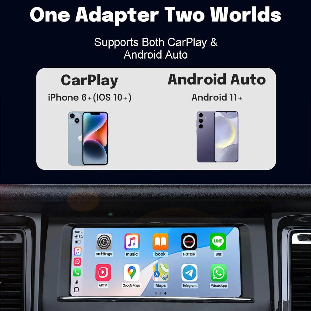 Skilldrive 2026 2 in 1 CarPlay Wireless Android Auto Adapter AI Smart Box Intelligent System USB for Wired CarPlay Car