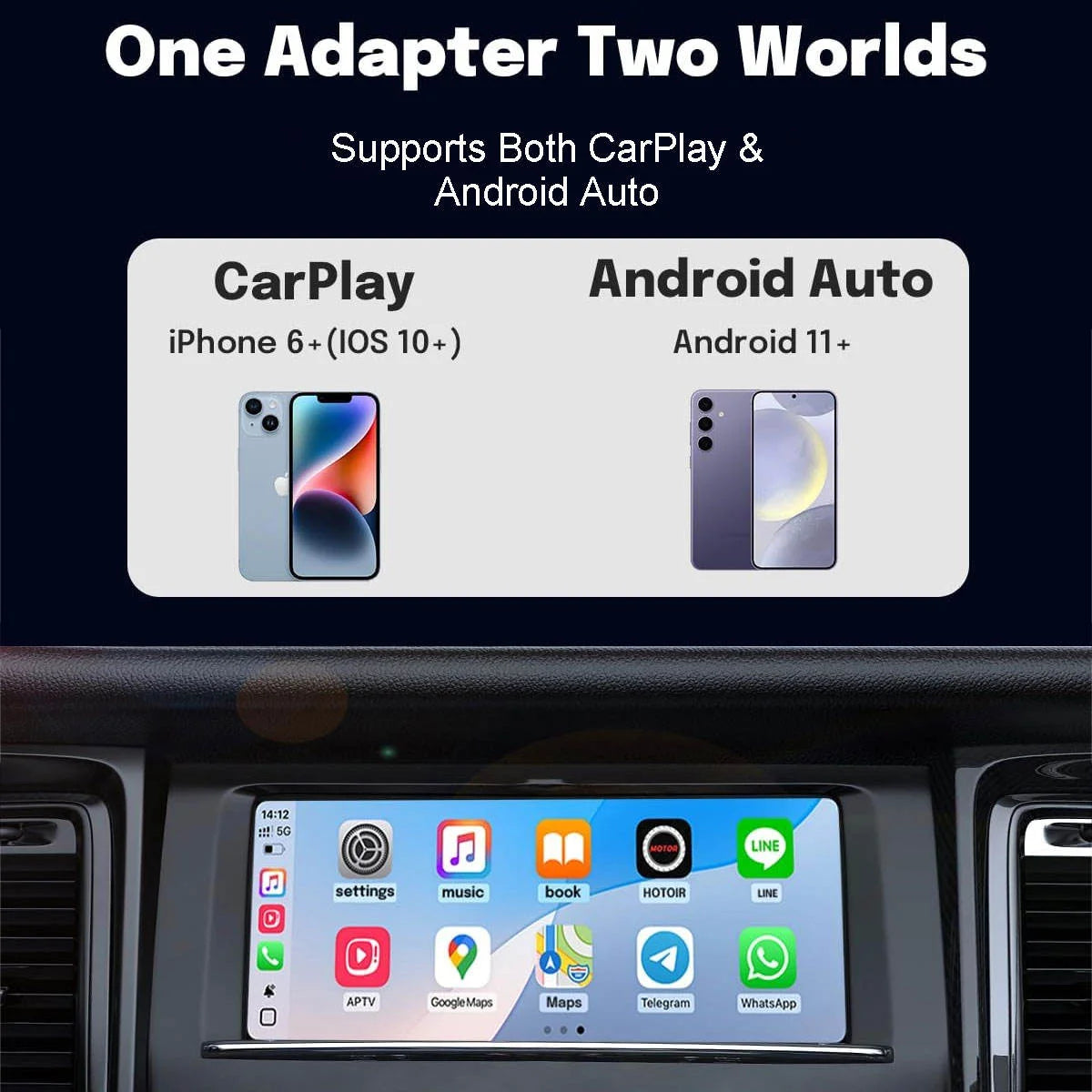Skilldrive 2026 2 in 1 CarPlay Wireless Android Auto Adapter AI Smart Box Intelligent System USB for Wired CarPlay Car