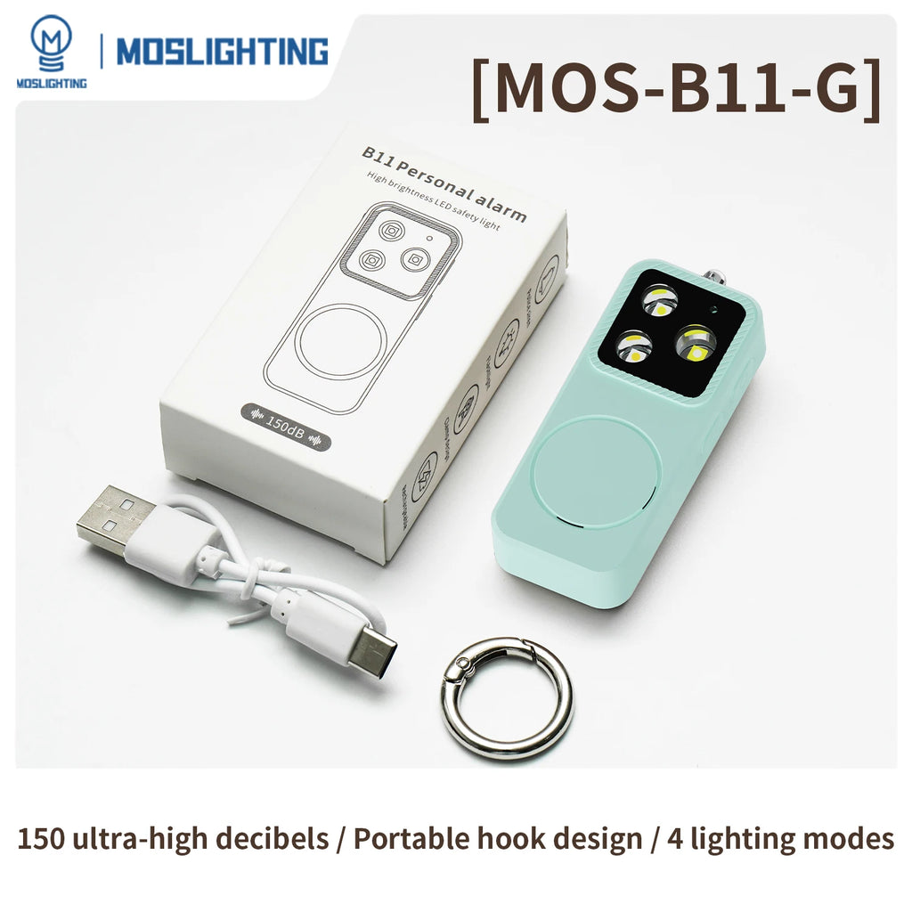 MOSLIGHTING Personal Self Defense Alarm 150db for Girl Women Security Alarm with SOS Lighting Anti-wolf Keychain Emergency Alarm