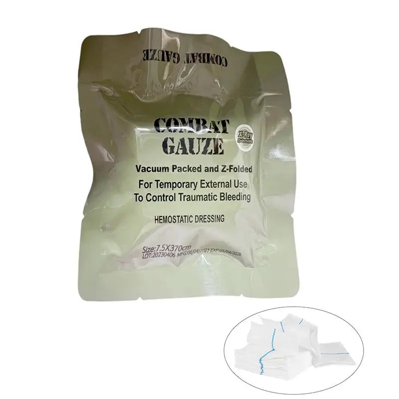 New Kaolin Gauze  Hemostatic  Emergency Trauma Z-Fold Soluble For Ifak Tactical Military First Aid Kit  Wound Dressing