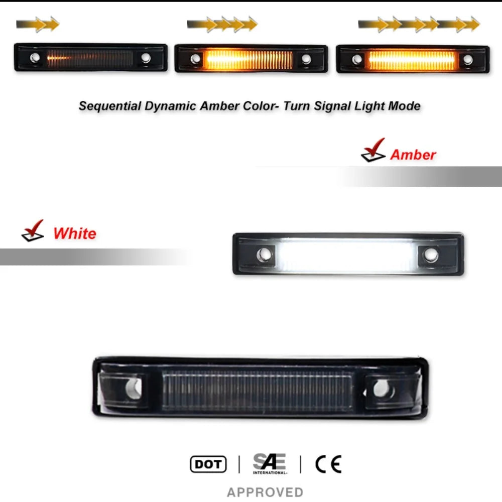 Switchback LED Car Fender Flare Parking Lights Side Marker Turn Signal Lights For Jeep Wrangler TJ JK JL Bushwacker Flat Style