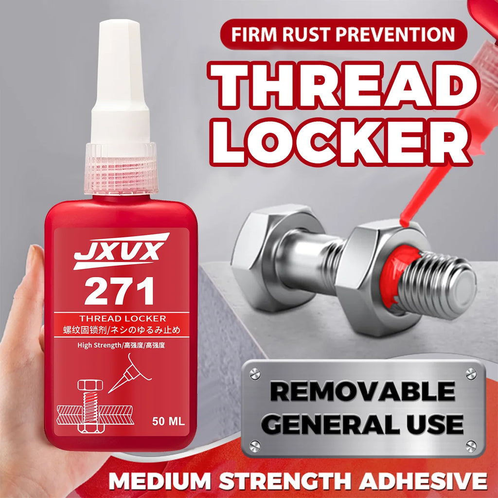 Threadlocker 271 Red Anaerobic Adhesive Threadlocking Compound (Equivalent to Loctitl) Vibration-Resistant Anti-Loosening Sealant High-Strength, High-Temperature Resistant