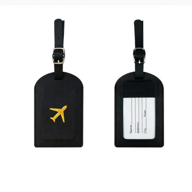 Women Men PU Leather Luggage Tag Suitcase Identifier Label Baggage Boarding Bag Tag Name ID Address Holder Travel Accessories