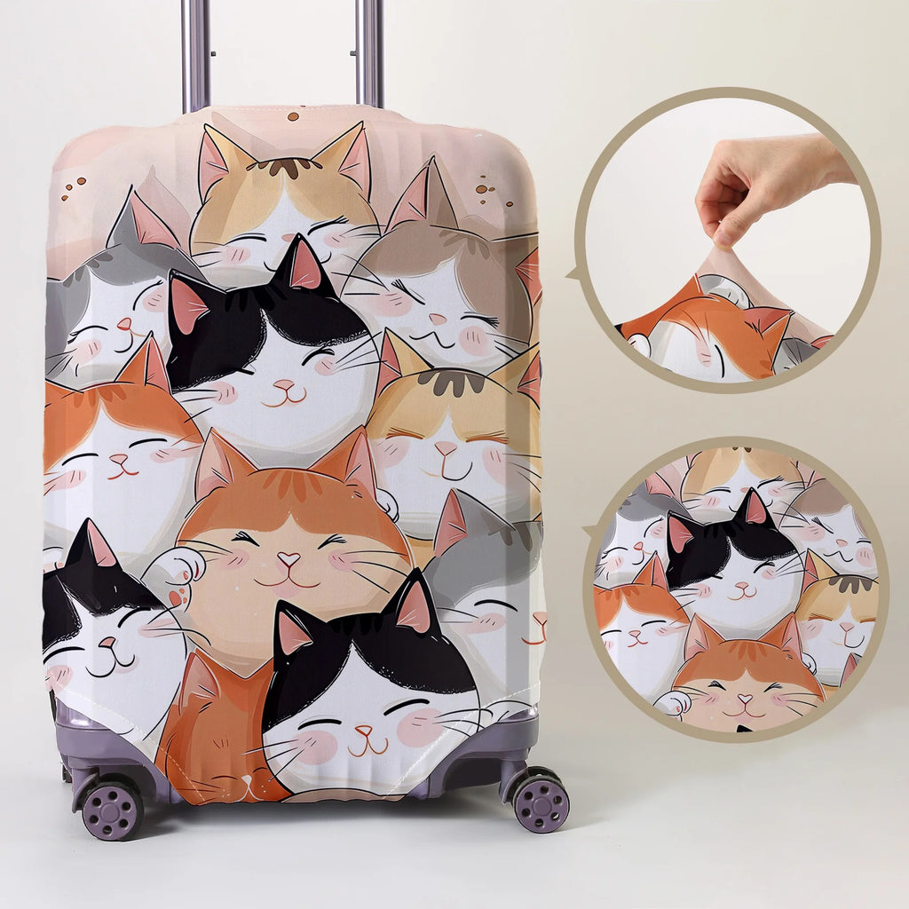 Cat stacking music pattern luggage protection cover, suitable for 18-32 inch luggage covers, luggage handle gloves, travel acces