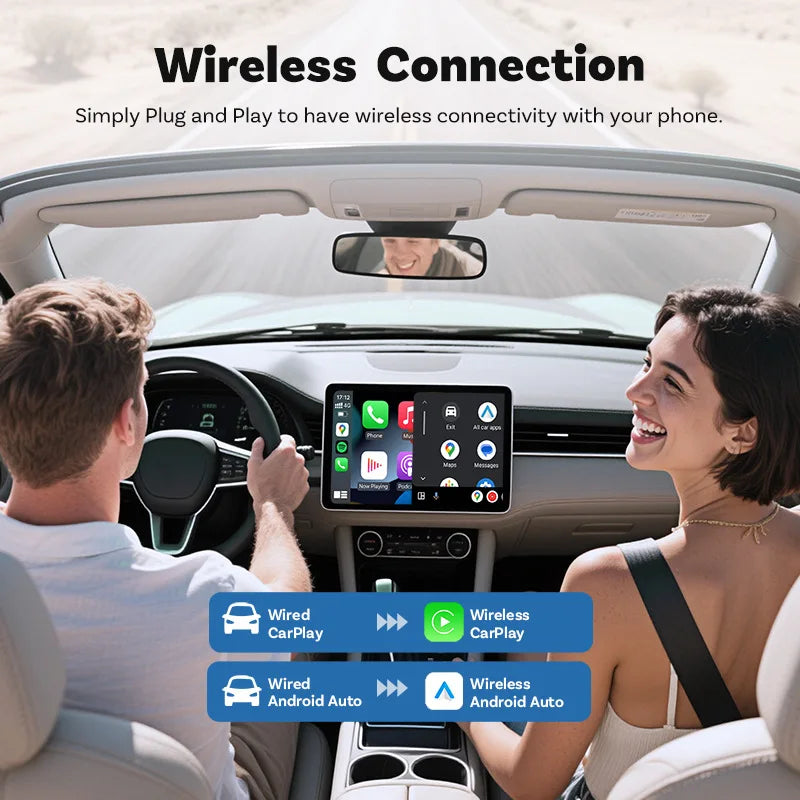 2026 Hot Sale Super Mini Upgrade 2-in-1 Wireless CarPlay & Android Auto / Carlife Adapter For Wired CarPlay Cars