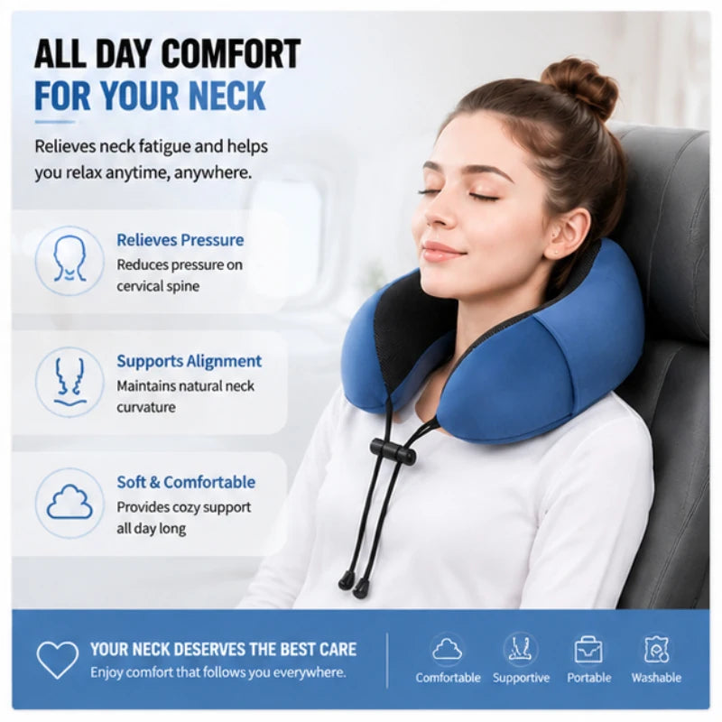 Memory Foam Healthcare Cervical Pillow, Soft U Shape Travel Neck Cushion to Support Neck on Airplane