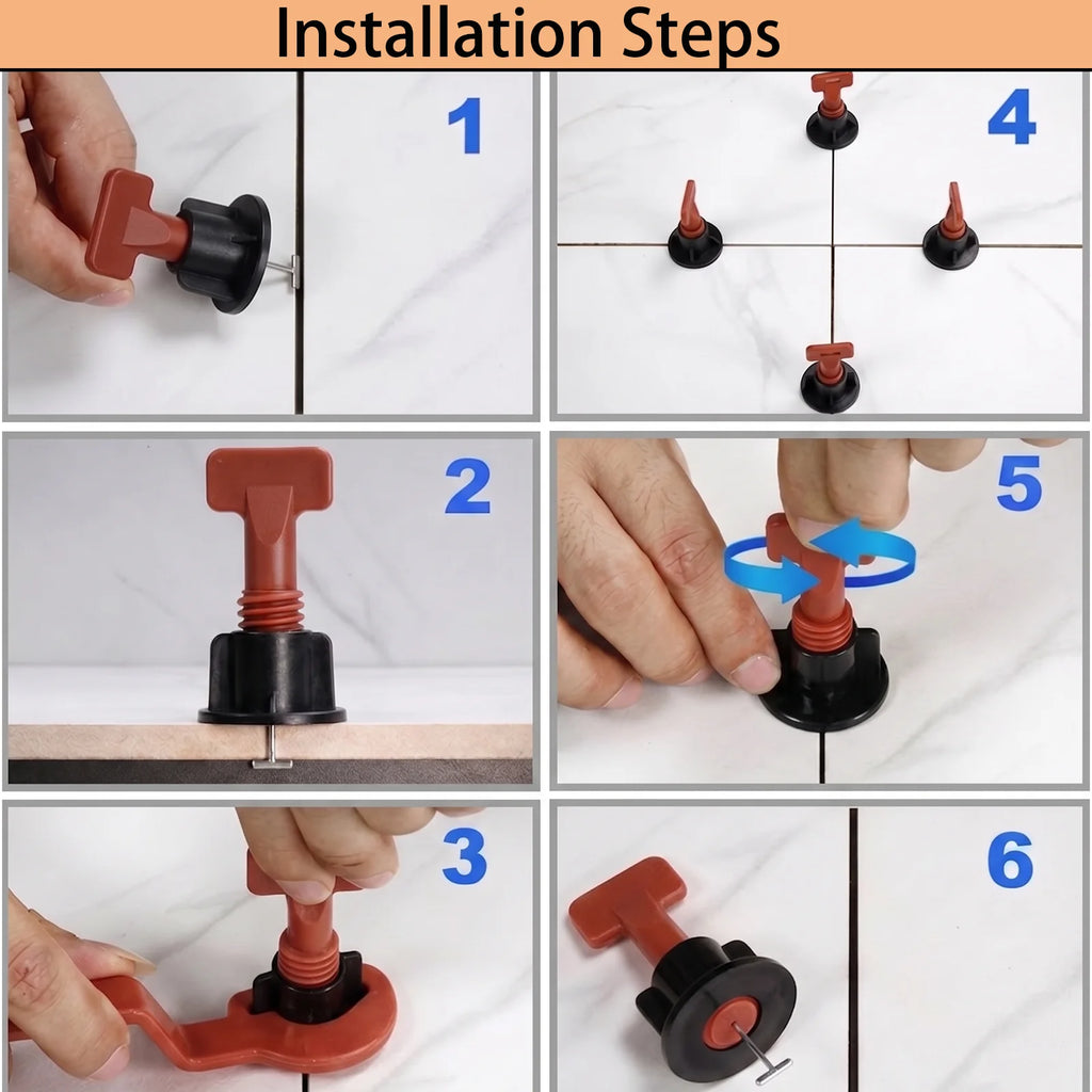 Tile Leveling System Kit Reusable Stainless Steel T-Pin Leveler Spacers with Wrench for Wall Floor Alignment Lippage Free