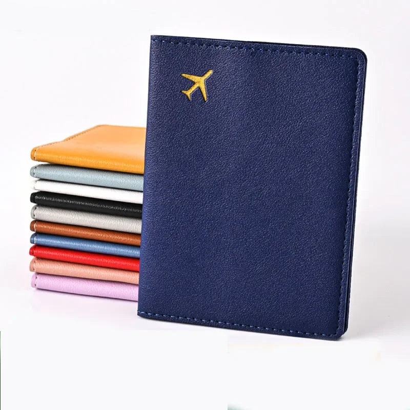 1pcs PU Leather Passport Cover Holder Women Men Passport Cover Flight Ticket Clip Multifunctional Passport Wallet Id Holder Case