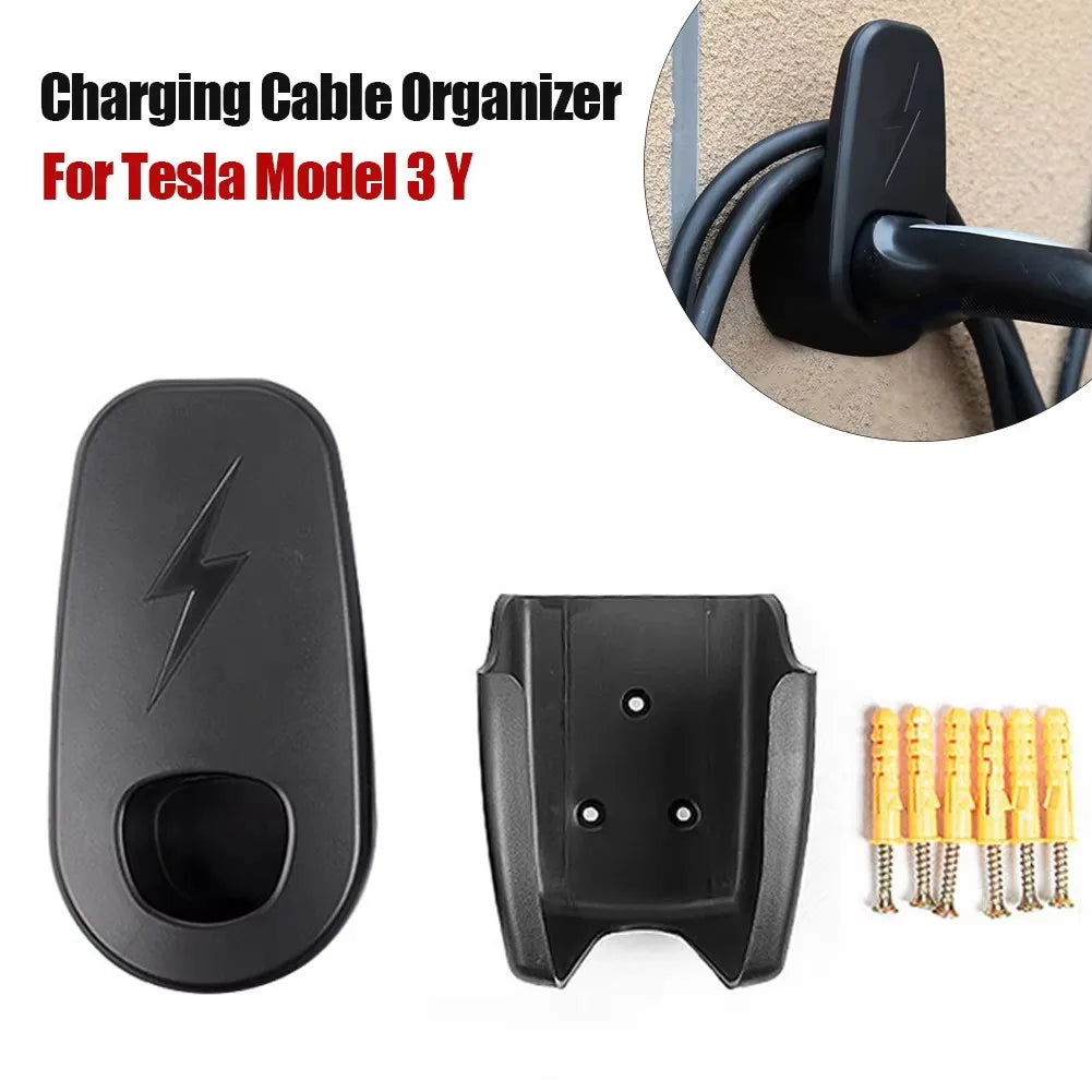 Car Charging Cable Organizer for Tesla Model 3 Y Accessories Wall Mount with Chassis Bracket Connector Bracket Charger Holder