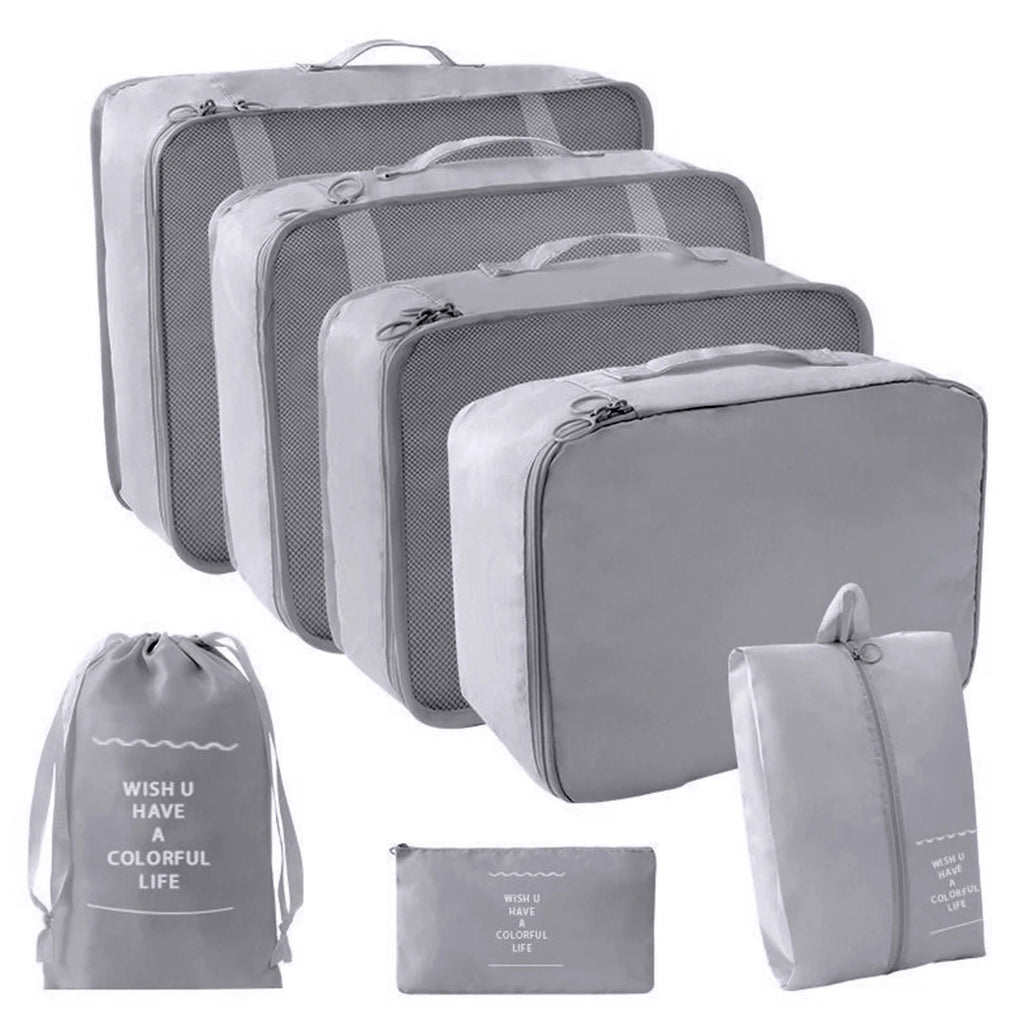 7 Pcs/Set Travel Organizer Storage Bags Suitcase Packing Cubes Set Cases Portable Luggage Clothes Shoe Tidy Pouch Folding.-zmt