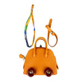 Leather Mini Bag Charm With Cute Wheels - Earphones & Lipstick Pouch with Dual Straps-PU Leather-Ideal For Bag Accessory