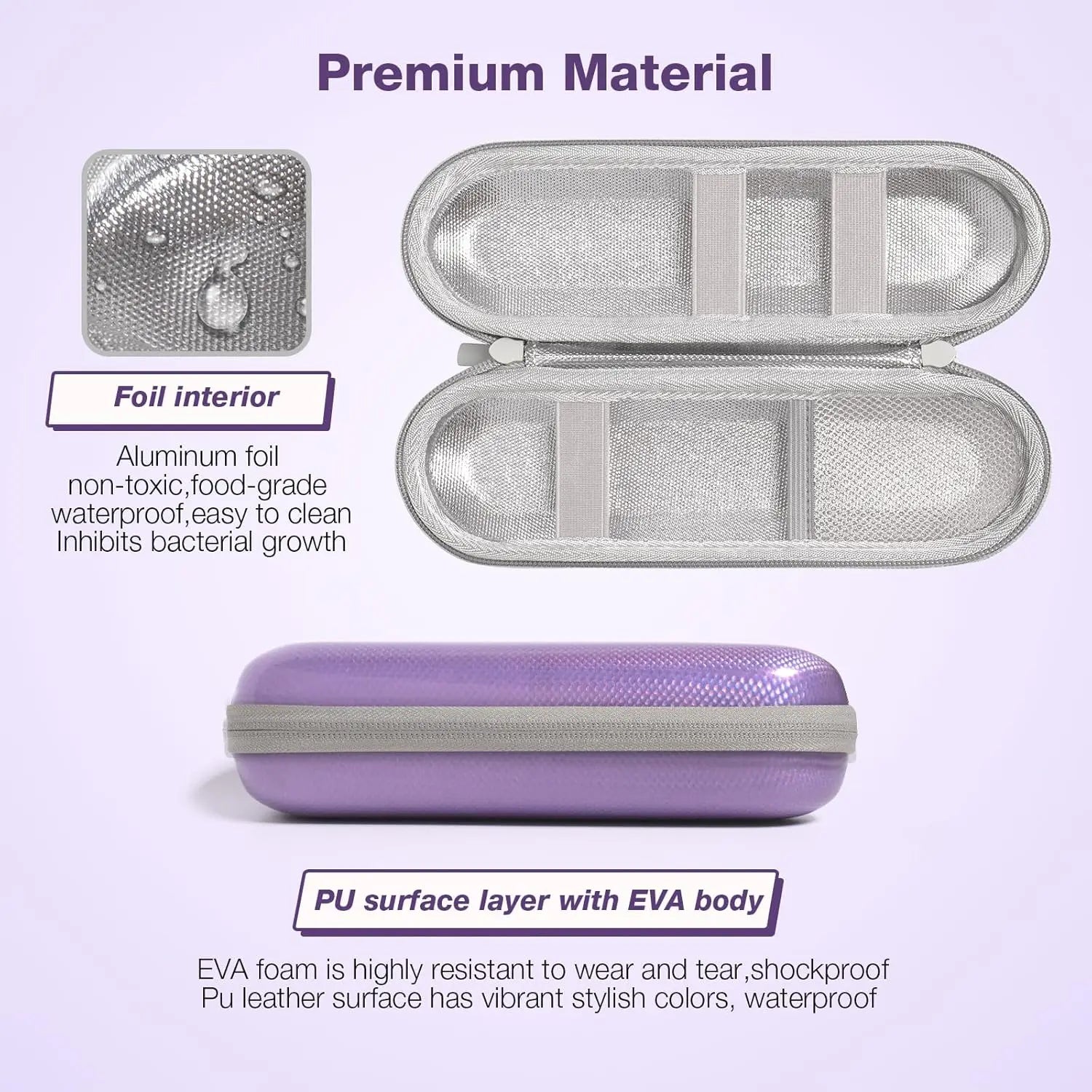 EVA Electric Toothbrush Case Waterproof Shockproof Moisture Resistant Large Size Fits Most Sonicare Electric Toothbrush