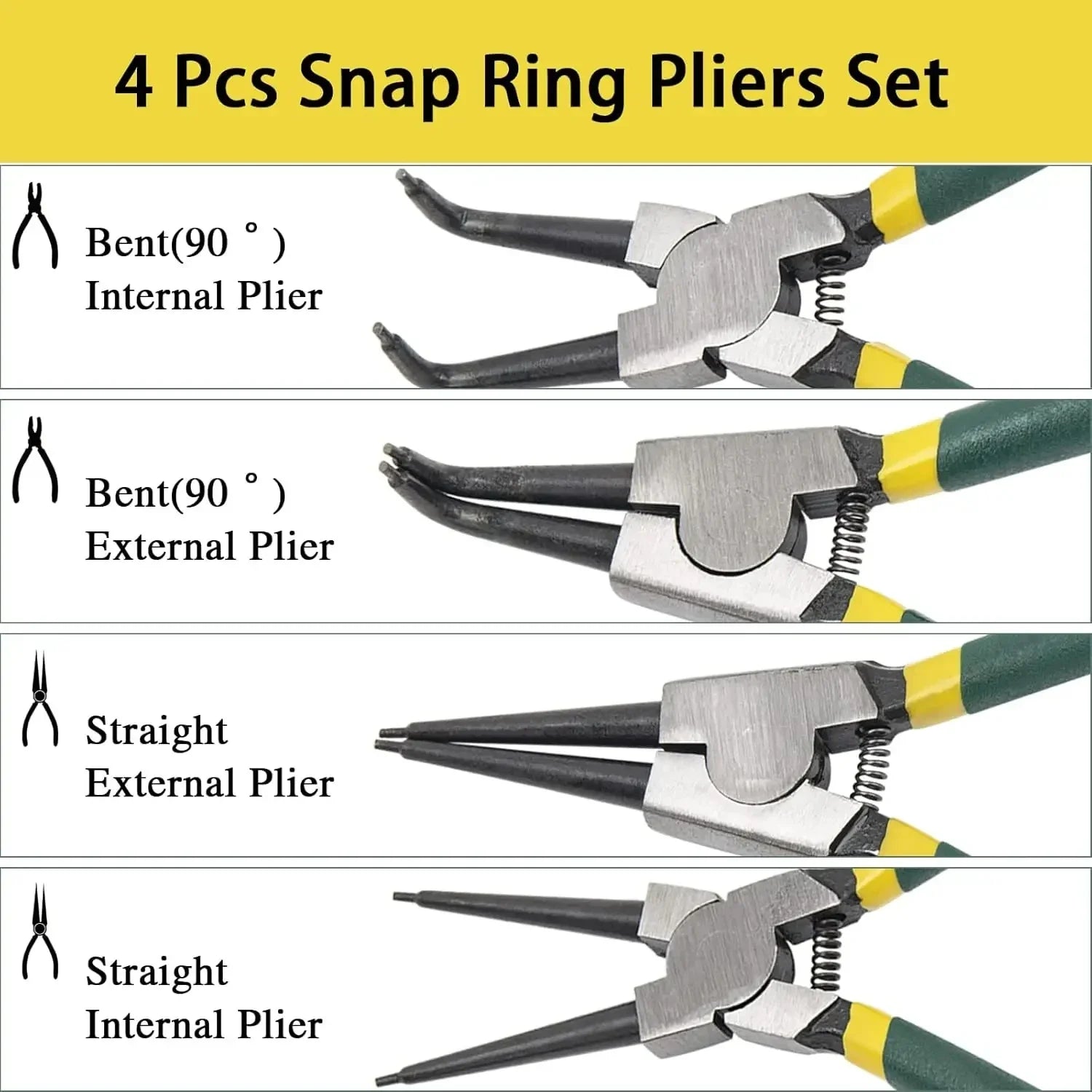 4 PCS Snap Ring Pliers Set With Storage Case 7 Inch Circlip Pliers Kit for Snap Ring Removal Tool Retaining