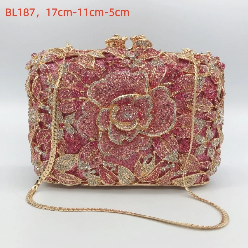 2026 Sparkly Diamond Dinner Bag Hollow Rhinestone Banquet Clutch Bag Women Evening Party Wedding Bridal Purse Rhinestone Handbag