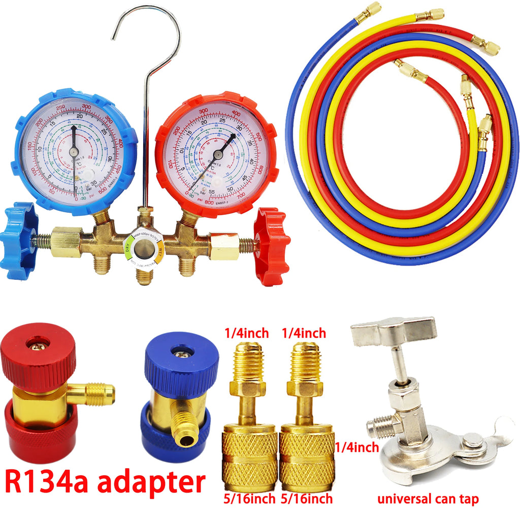 R410a 3 Way AC Diagnostic Manifold Gauge Set for Freon Charging Fits R32 R410a R-404A R-134a Refrigeration Manifold Gauge Air