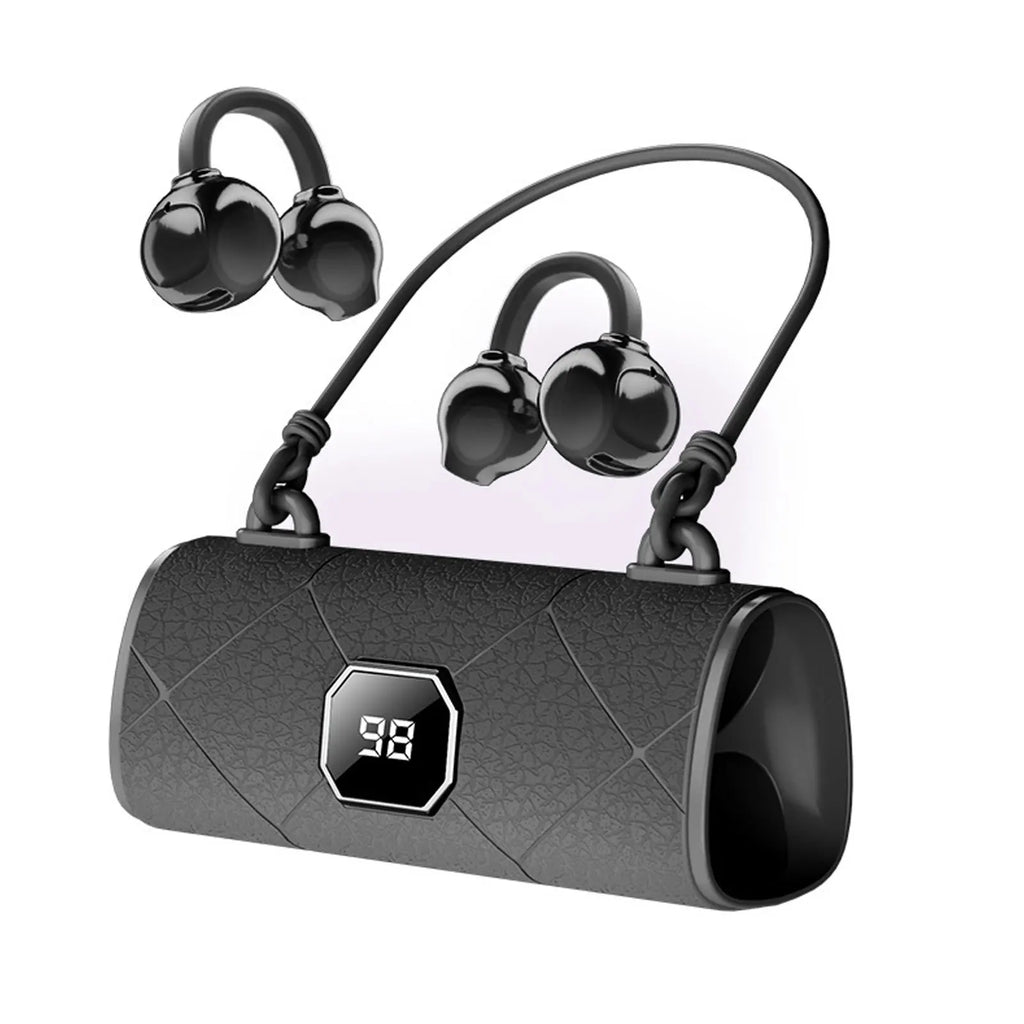 New Open Ear Clip Wireless Bluetooth Earphones with LED Digital Display Charging Case Stereo Sound Headphones for Sports Daily
