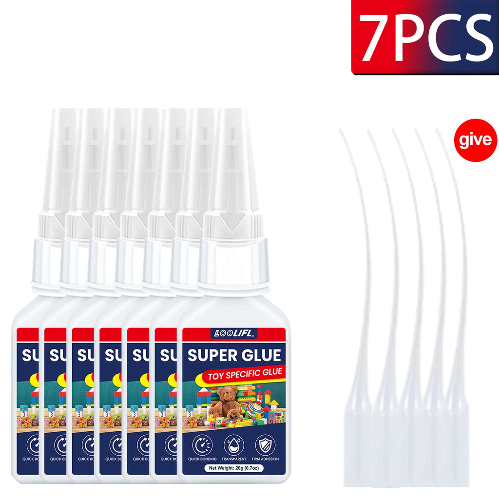 LOOLIFL 1-7PCS 20g Large Capacity Super Glue,Instant Quick Drying Cyanoacrylate Adhesive,Leather,Rubber, Glass,Wood,Metal