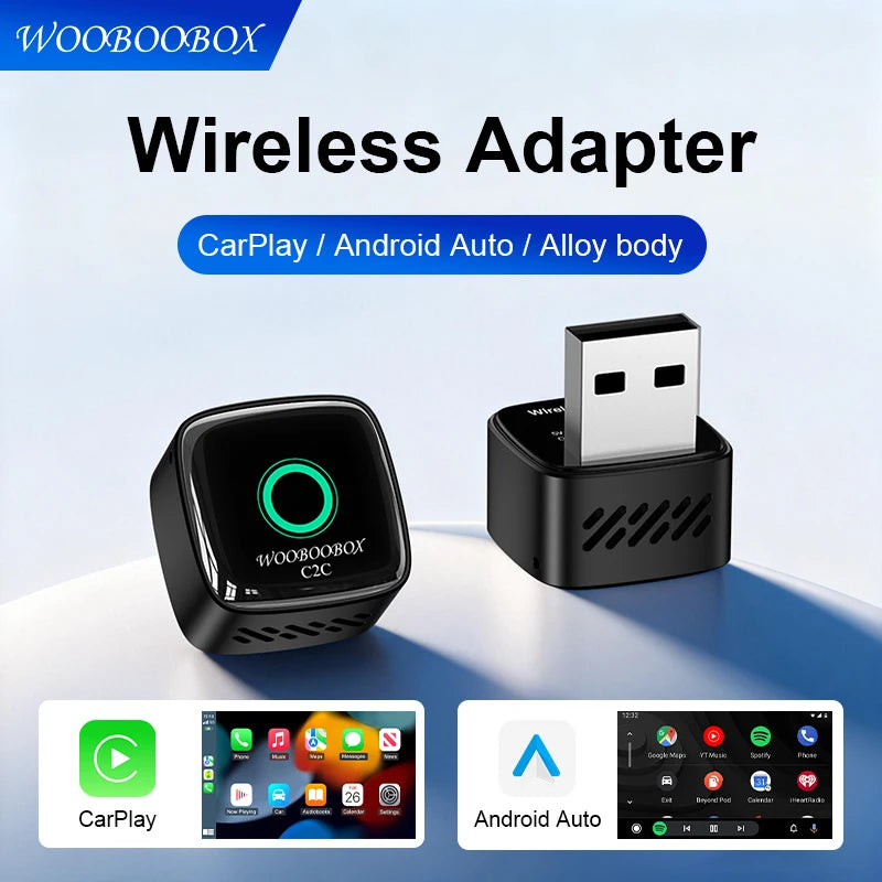 Wooboobox 2in1 Adapter Wireless CarPlay Android Auto Dongle AI Smart Box 2026 New 5G WiFi For Car with Wire CarPlay Android Auto