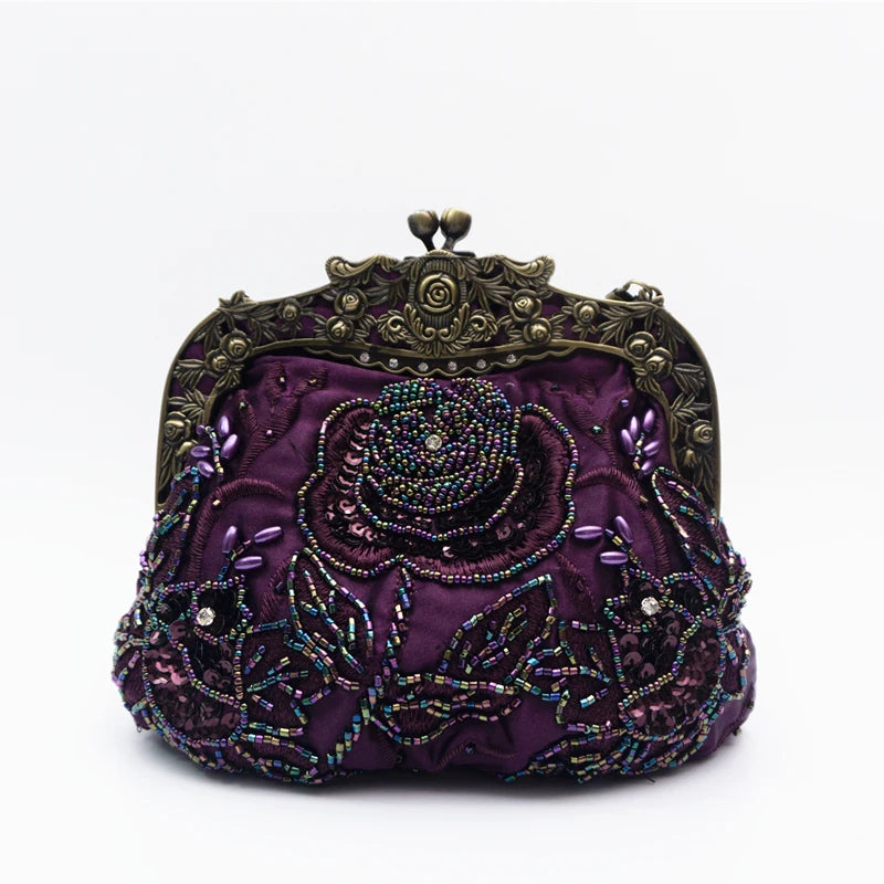 Retro handbag versatile dinner bag Hanfu Qipao bag Oblique cross bag Ethnic style women's bag Handmade dress bag
