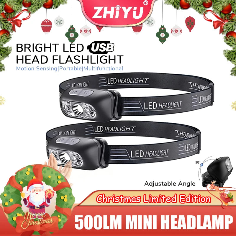 500 Lumen USB Rechargeable Headlamp Motion Sensor Bright LED Running Fishing Flash Head lamp Headlight Infrared Sensor Light
