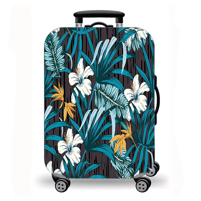 Luggage protective cover, retro printed elastic suitcase protective cover, retro floral pattern.