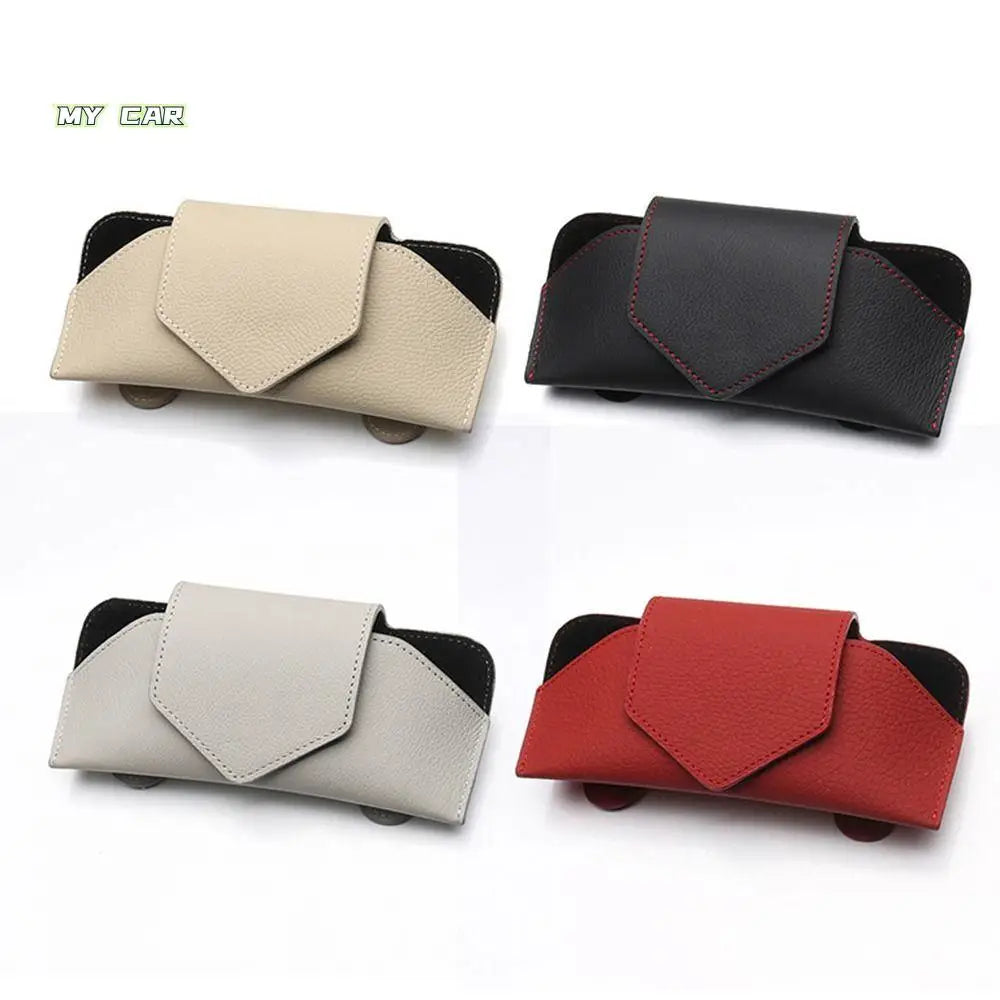 PU Leather Auto Eyeglasses Storage Case Sunglasses Clip Wear-Resistant Car Glasses Case Hidden Magnetic Closure