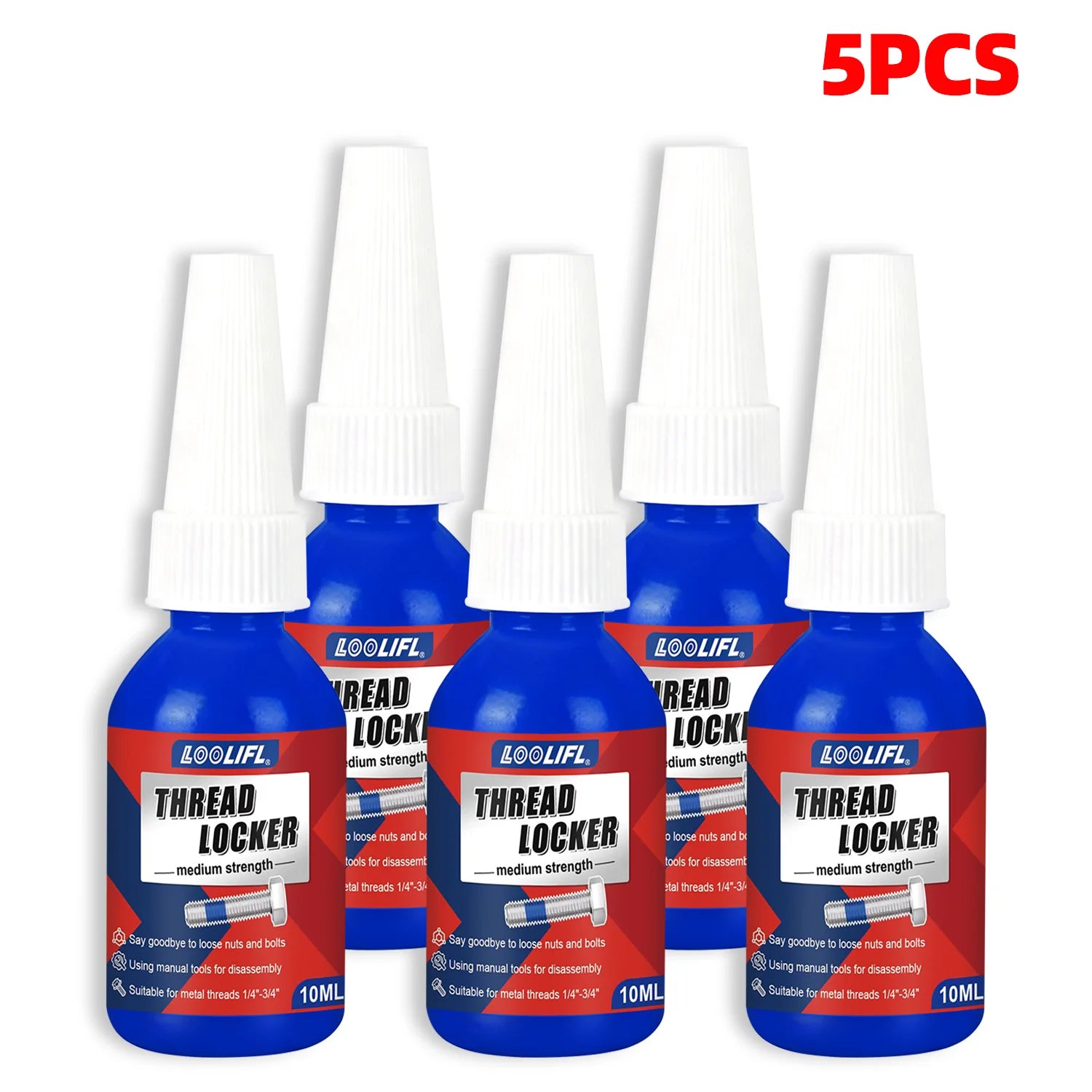 LOOLIFL 243 Threadlocker Blue Medium Strength Screw Glue Removable Anaerobic Adhesive for Auto Machinery Bolt Fastening Repair
