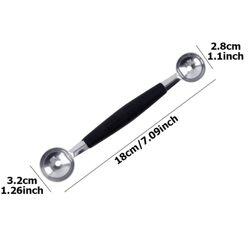 Fruit Spoon Digging Double Headed Stainless Steel Portable Multifunctional Melon Baller Scoop DIY Fruit Platter Ball Tool TMZ