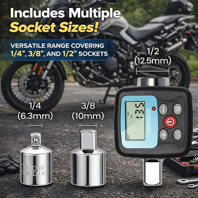 Precision Torque Wrench Adapter Electronic Torque Converter with Digital Display, 1/2", 1/4", 3/8" for Bicycles DIY Repairs