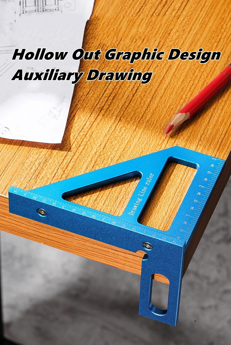 3D Multi-Angle Measuring Ruler,45/90 Degree Aluminum Alloy Woodworking Square Protractor,Drawing Line,Miter Triangle Ruler