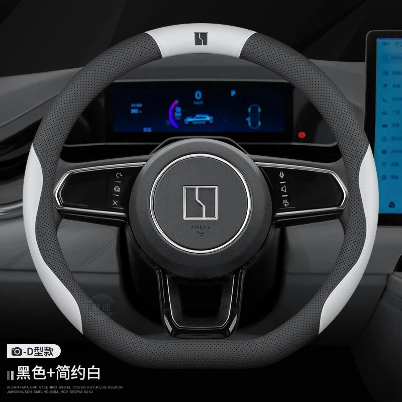 For ZEEKR X 001 007 009 MIX 9X Microfiber 37-38cm Leather Anti-slip Breathable Car Steering Wheel Cover Auto Accessories